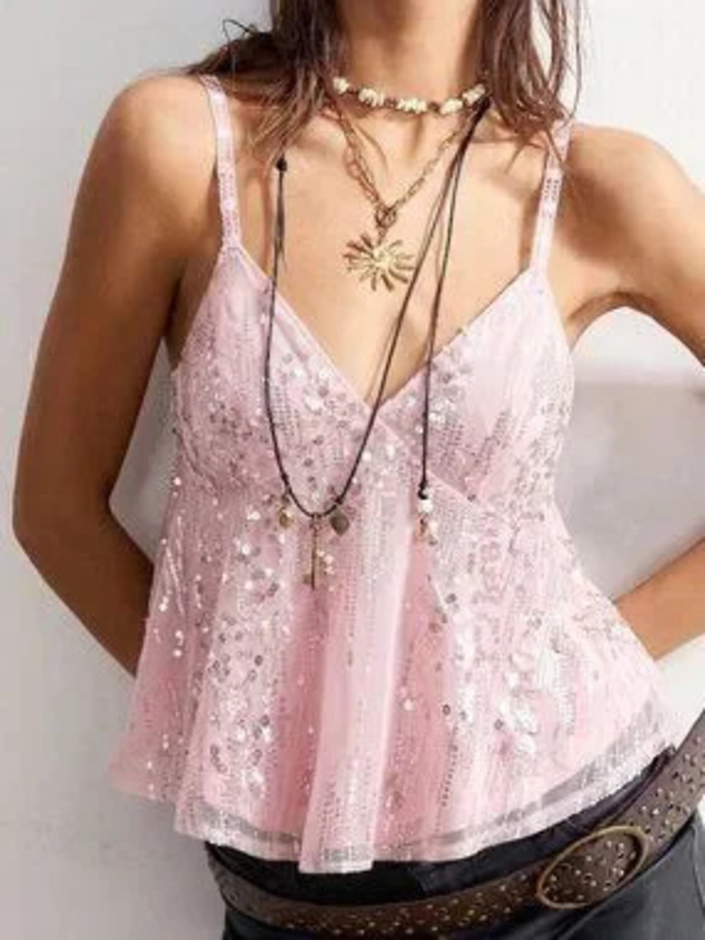 ZARA Pink Party Women's Casual Beaded Camisole